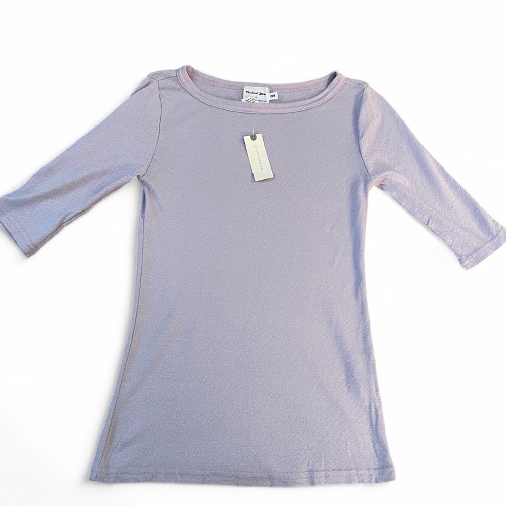NWT Michael Stars Lilac for Anthropologie Quarter Sleeve TShirt Womens Size XS/S